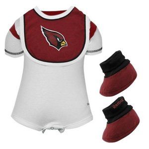 Baby NFL Arizona CARDINALS Creeper Bib Booties SET Outfit 24 MONTH Shower Gift